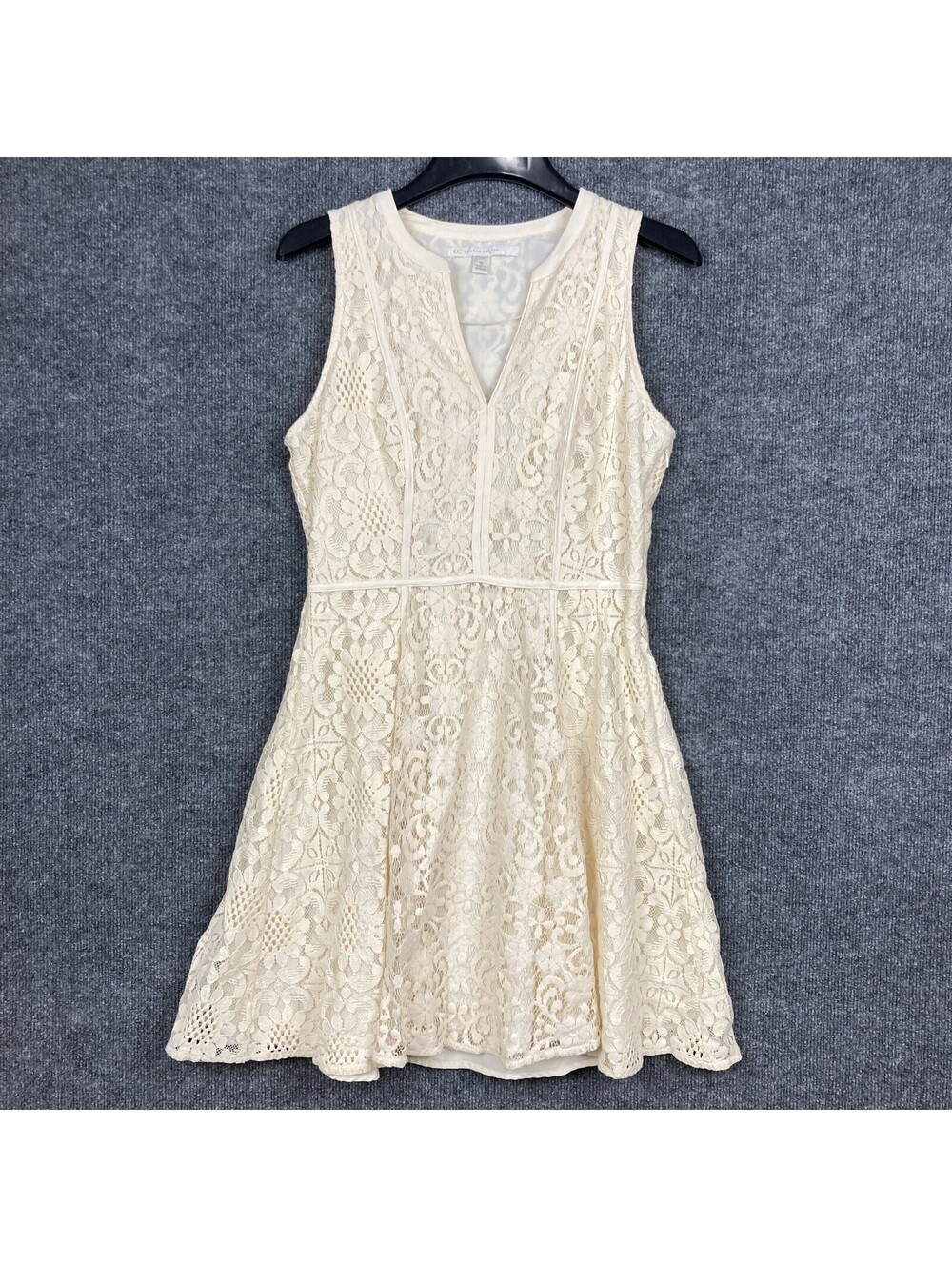 LC Lauren Conrad Womens Size 10 Ivory Floral Lace Overlay A-Line Dress